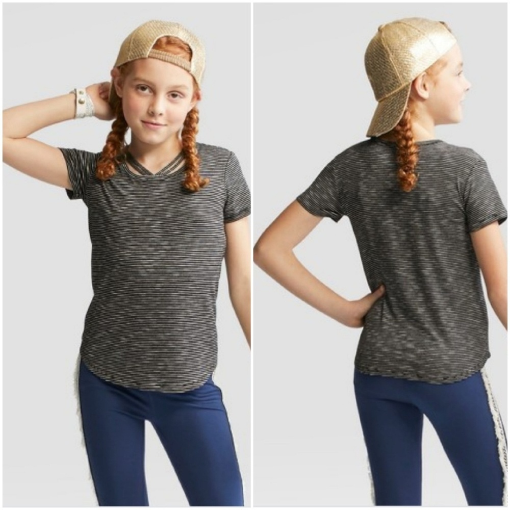 Girl's shirt sleeve bar front T-shirt